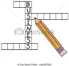 Pencil Filling In The Word Business On Crossword Puzzle Vector