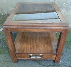 tier 1 drawer glass top weave end table