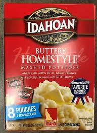 box of idahoan ery homestyle mashed