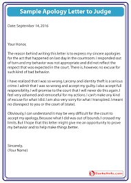 Sample Apology Letter To Judge