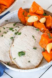 roasted pork loin and sweet potatoes