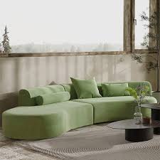 Green Curved Velvet Sectional Sofa