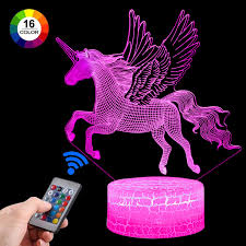 Palawell Unicorn Gifts Unicorn Night Light For Girls Led Illusion Lamp Unicorn Toys For Girls Birthday Gift Kids Toys Room Decor Lighting As Christmas Gifts 16 Color Bedside Lamp Remote Control