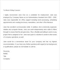 Templates Of Letters Of Recommendation Employee Letter