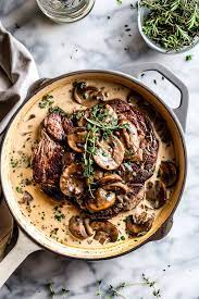 easy pan seared steak and mushrooms in