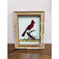 Indian Reverse Glass Painting Red Bird