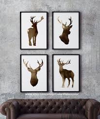 deer art print deer ilration set of