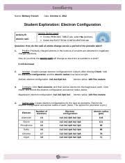 Student exploration electron conguration gizmo. 51262549e4b0ce4f220669d8 Brittanyfrench 1361455070324 Part2electroncbrittanyf Name Brittany French Date October 4 2012 Student Exploration Electron Course Hero