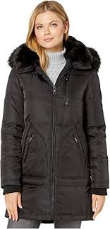 Vince Camuto Hooded Heavyweight Down With Faux Fur Trim And