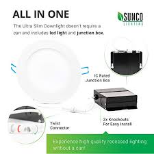 Sunco Lighting 16 Pack 6 Inch Slim Led Downlight With Junction Box 14w 100w 850 Lm Dimmable 5000k Daylight Recessed Jbox Fixture Ic Rated Simple Retrofit Installation Etl Energy Star Priparax Com