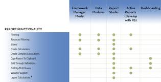 Cognos Reporting Tools Report Functionality Comparison
