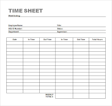 Free Printable Weekly Time Sheet Template With Simple Table