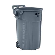 Grey Round Vented Wheeled Trash Can