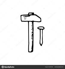 hammer nail icon sketch isolated object