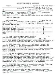 Rental Agreement Form Template Free Residential Lease