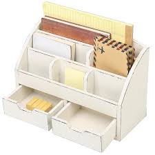 We researched the best desk organizers to help you stay productive. Vintage White Wood Desk Organizer With 2 Drawers Mygift