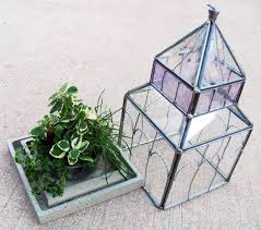large stained glass wardian terrarium