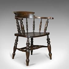 Antique victorian open armchair for sale online. London Fine Antiques Antique Armchair English Victorian Elm Bow Back Smokers Captains Chair C1900 Amazon Co Uk Home Kitchen