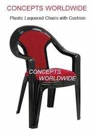pvc black cushioned plastic chairs for