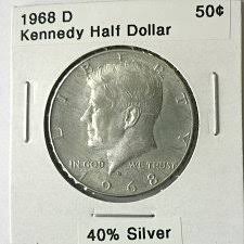 1968 D Kennedy Silver Half Dollar 40 Silver Coin Value