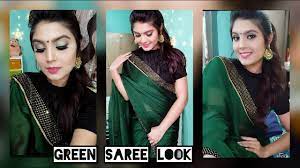 green saree makeup look look 1