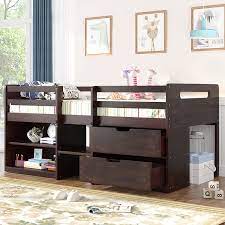 knocbel low twin loft bed with bookcase