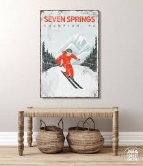 Custom Mount Snow Poster Orange Vermont