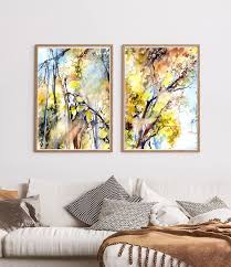 Set Of 2 Bright Forest Prints Summer