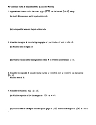 Calculus related rates problems worksheet. Ap Calculus Area Volume Review Worksheet By Sarah Dragoon Tpt