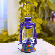 Muli Handpainted Iron Lantern With Bulb