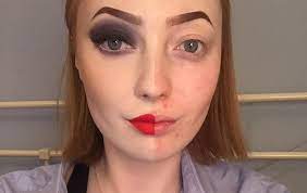 this woman s half makeup selfie has the