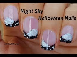 night sky cloudy nail art tutorial