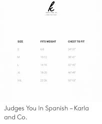 Karla And Co Unisex Size Chart Size Fits Weight Chest To Fit