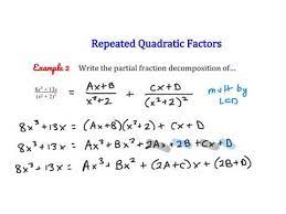 Partial Fractions Quadratic Factors