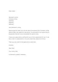 Best Template Word Letter Of Resignation 2 Weeks Notice Samples Free