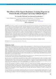 pdf the effects of pre season resistance program on fitness profile of female university softball players