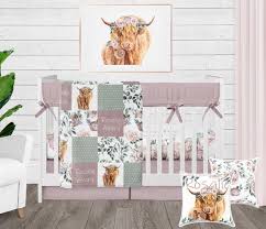 Cow Baby Girl Crib Bedding Set