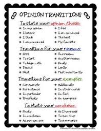 Opinion Transition Words Third Grade Writing Transition