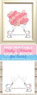 twin elephant baby shower guest book