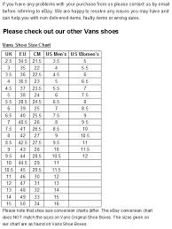 Online Shoes For Women Vans Shoe Size Chart