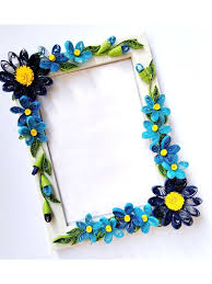 blue quilled flowers photo frame 5x7inch