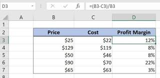 get profit margin percene in excel