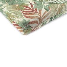 Jordan Manufacturing 17 Inch X 19 Inch Wesley Almond Green Leaves Rectangular Outdoor Chair Pad Seat Cushion With Ties 2 Pack