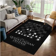 queen indian defense chess area rug for