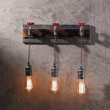 Industrial Loft Metal Water Pipe 3 Light Wall Sconce With Exposed Edison Bulb Indoor Sconces Wall Lights Lighting