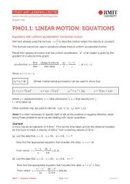 Pmo1 1 Linear Motion Equations