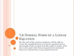Normal Form Of A Linear Equation