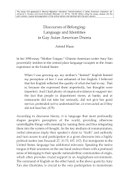 pdf discourses of belonging language and identities in gay asian pdf discourses of belonging language and identities in gay asian american drama