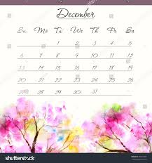 Calendar Template 2015 December Floral Design Stock Vector