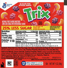trix 25 percent less sugar cereal